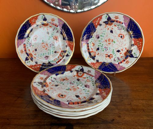 Set of Six Regency Davenport Ironstone Imari Pattern Dinner Plates