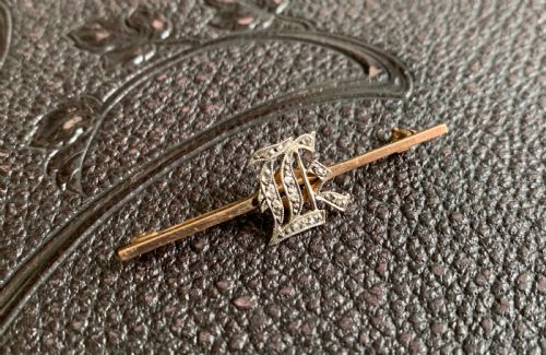 Edwardian Diamond Set Bar Brooch - Initials Lk