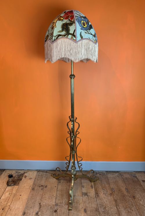 fig 1. Victorian Arts & Crafts telescopic brass floor lamp
