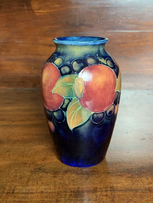 William Moorcroft Miniature Pomegranate Pattern Vase Circa 1930