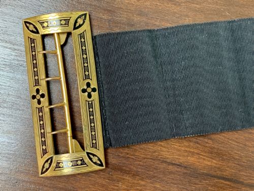 Victorian Gilt and Black Enamel Belt Buckle