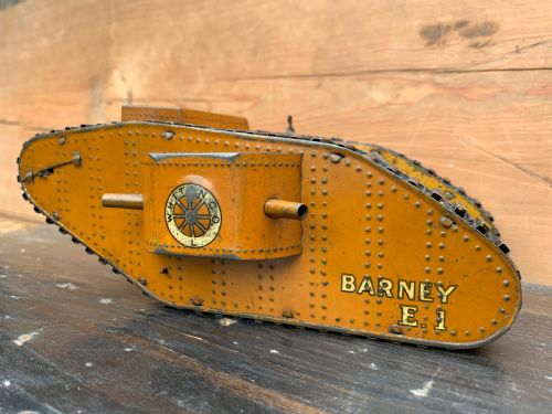 A Rare Whitanco Barney E1 WWI Tinplate Clockwork Tank by Whitely Tansley & Co