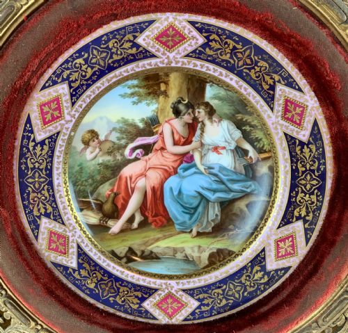 fig 1. Vienna porcelain cabinet plate depicting Jupiter & Calisto signed F. Geller
