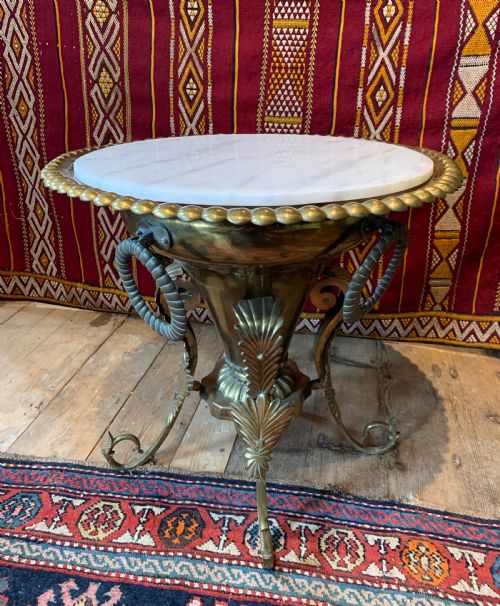 Antique Turkish Brass Brazier Side Table