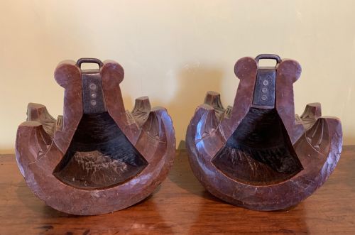 fig 2. Pair of 19th century Mapuche carved wooden stirrups