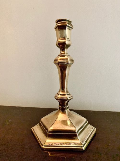 Bronze Candlestick Made from the Propellers of Hms Vindictive 1918 WWI