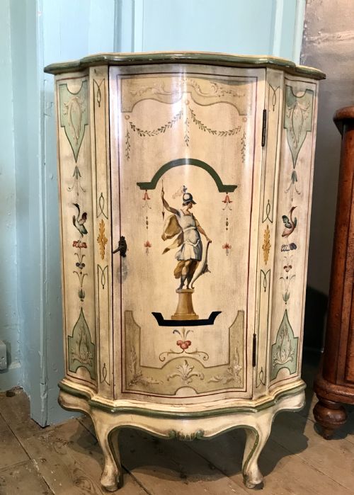 Antique Venetian Hand Painted Corner Cupboard