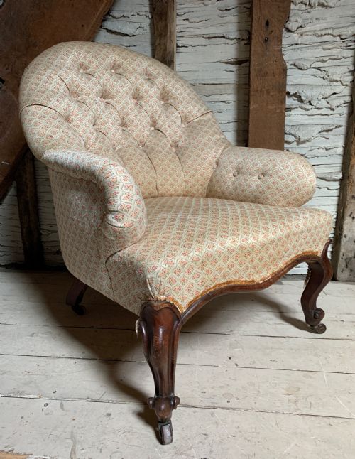 Antique Victorian Button Back Armchair of Generous Proportions