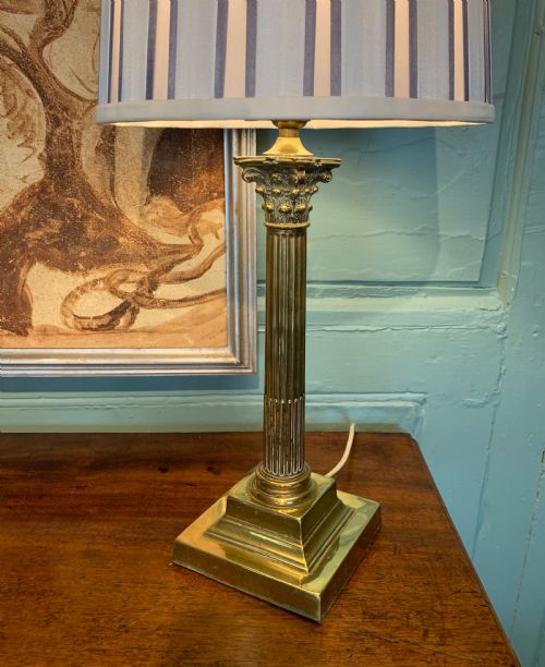 Antique Brass Corinthian Column Table Lamp