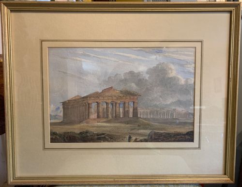 !9th Century Watercolour of the Temple of Neptune Paestum