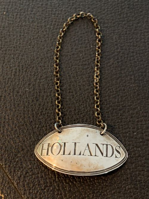 Georgian Silver Hollands Decanter Label by Samuel Godbehere & Edward Wigan 1792