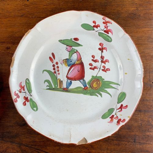 Antique French Faience Chinoiserie Decorated Plate