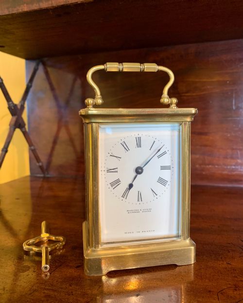 fig 1. Antique French brass carriage clock by Marcks & Co Ltd Bombay & Poona