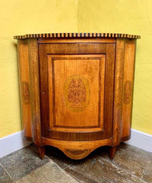 Antique Dutch Marquetry Inlaid Corner Cupboard Circa 1830