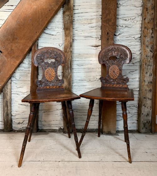 fig 1. Pair of Swiss Alpine Stabellen chairs circa 1800