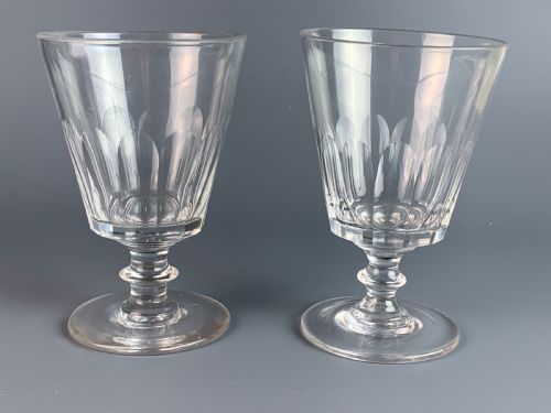 A Pair of Regency Cut Glass Rummers Wine Glasses