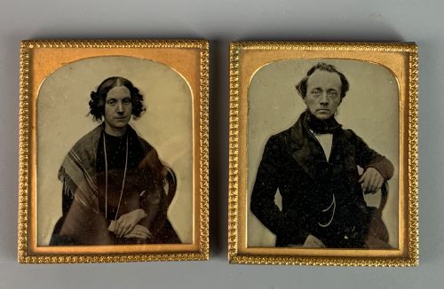 Pair of Victorian Portrait Ambrotype Photographs of a Lady and Gentleman Circa 1860
