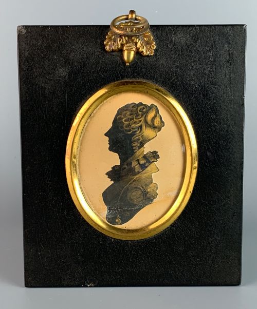 Regency Cut Silhouette of a Lady with Bronze Highlights in a Wm Hill Frame