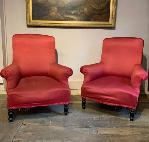 Pair of Antique French Napoleon III Armchairs Circa 1870