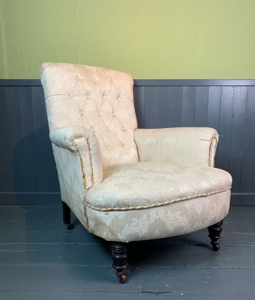 Deep Seated Victorian Button Back Armchair of Country House Proportions