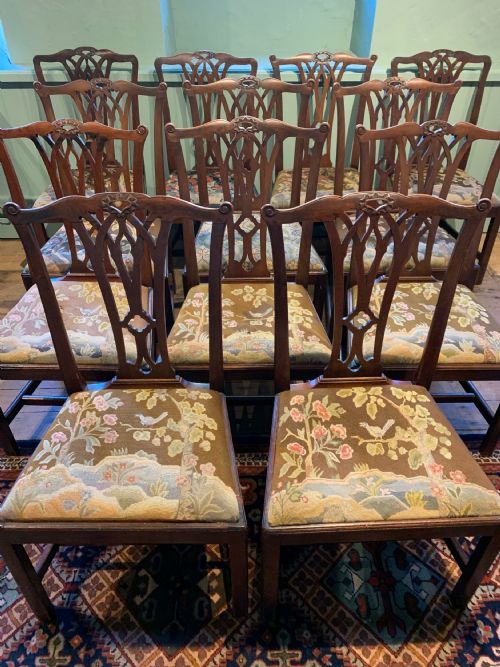 fig 1. Set of Twelve Georgian mahogany dining chairs of Chippendale design