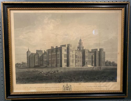 Engraving of Hatfield House, Hertfordshire by R. Reeve After J. Buckler, 1815