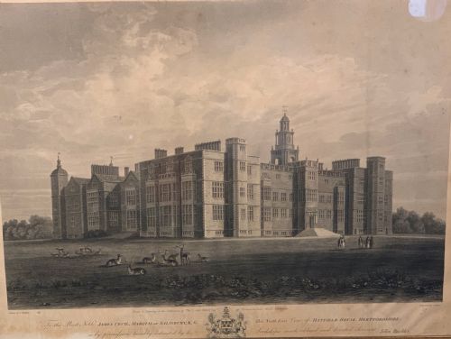 fig 1. Engraving of Hatfield House, Hertfordshire by R. Reeve after J. Buckler, 1815