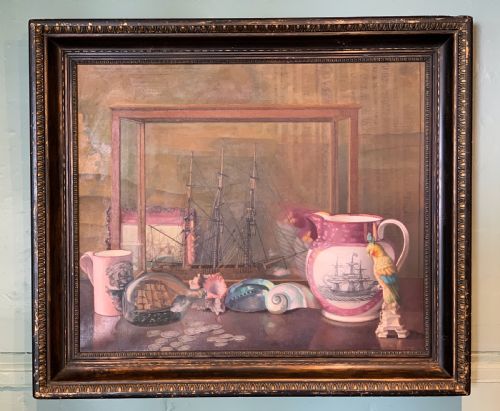 John Ernest Foster, Still Life of Antiques & Maritime Theme, Oil on Canvas