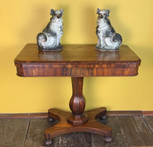 William IV Mahogany Fold Over Pedestal Card Table