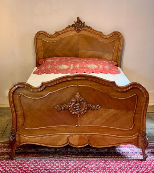 French Louis Xv Revival Rococo Walnut Double Bed