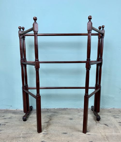 Edwardian Mahogany Gate Action Folding Towel Rail / Clothes Horse