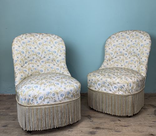 Pair of French Napoleon III Occasional Tub Chairs