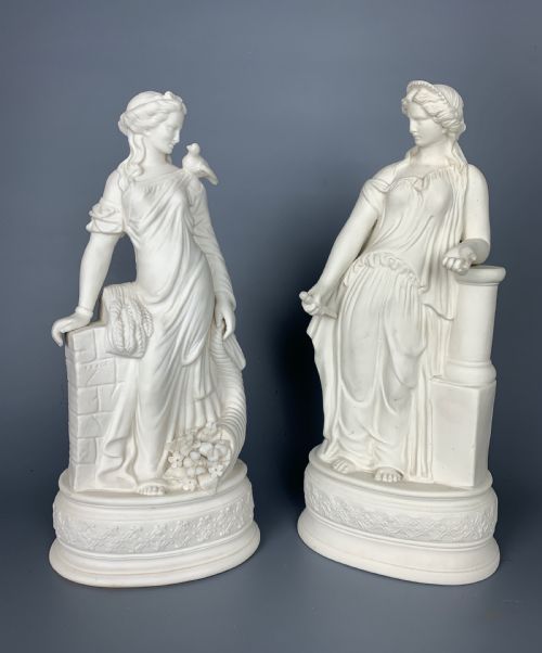 Pair of Parian Classical Figures of War & Peace by James Wilson