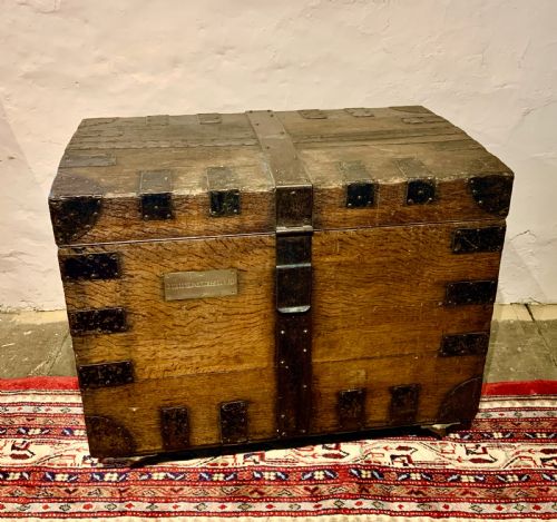 19th Century Iron Bound Military Campaign Trunk