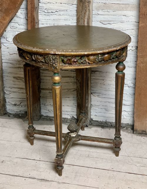 French Louis Xvi Style Painted & Gilt Occasional Table