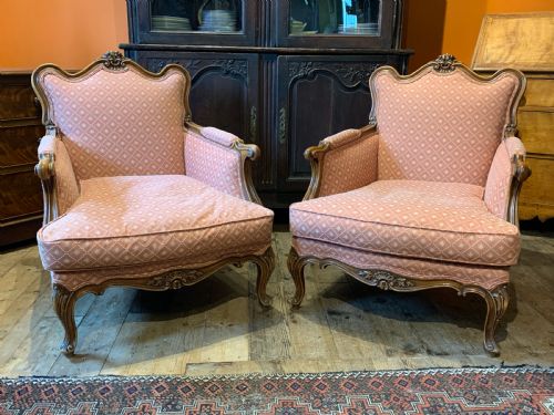 Large Pair of French Armchairs in Louis Xv Style