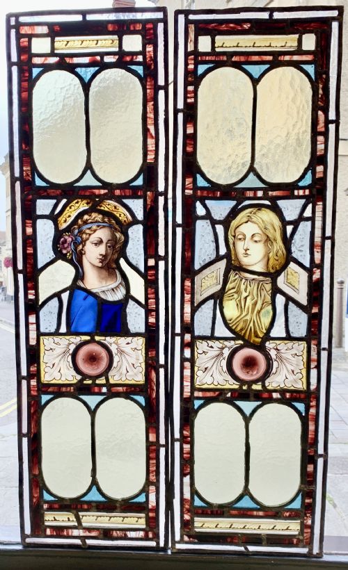 Pair of Victorian Architectural Stained Glass Panels