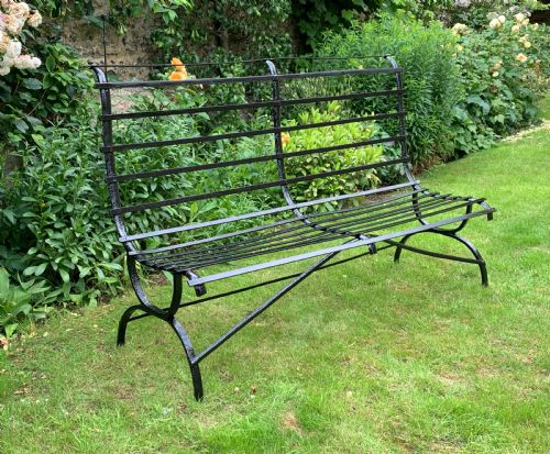 Edwardian Wrought Iron Strap-work Garden Bench