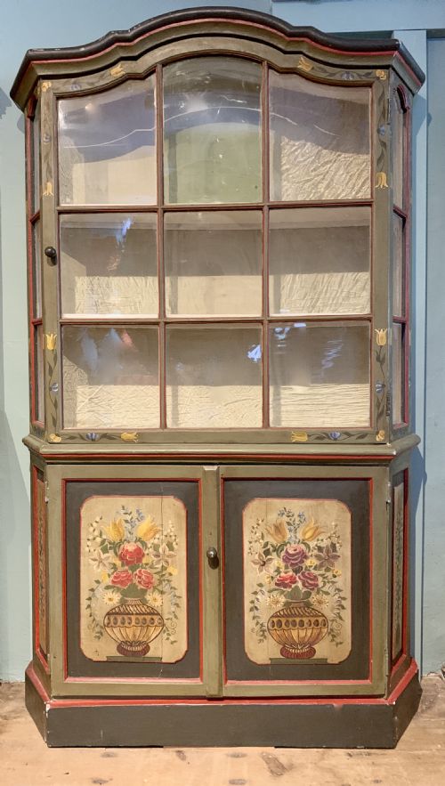 Dutch Floral Painted Display Cabinet