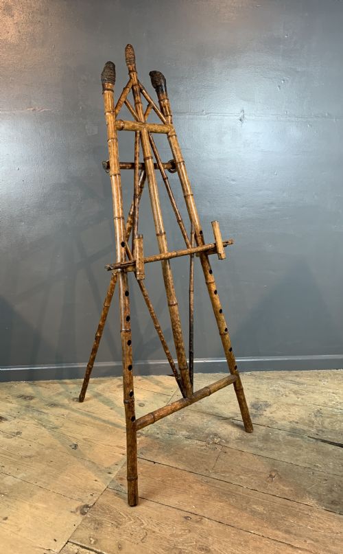 Victorian Adjustable Stained Bamboo Display Easel