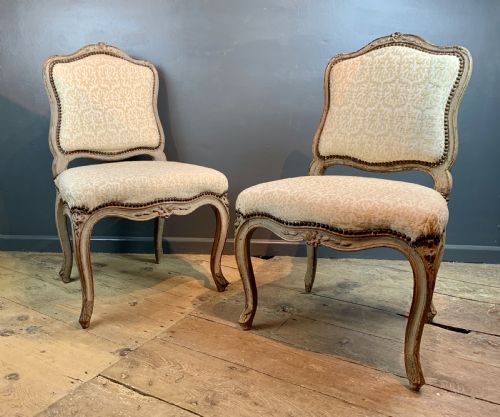 Pair of French 18th Century Louis Xv Style Chairs in Original Paint