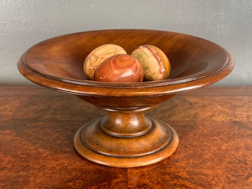 Edwardian Turned Mahogany Comport with Moulded Rim