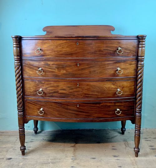 Regency Mahogany Chest of Drawers with Barley Twist Columns
