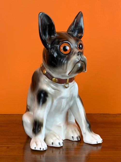 Art Deco Porcelain French Bulldog Perfume Lamp / Night Light