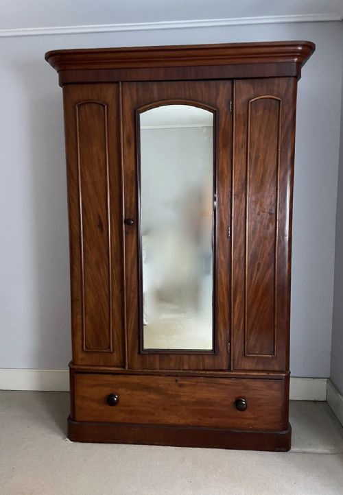Victorian Mahogany Single Door Wardrobe with Drawer Base