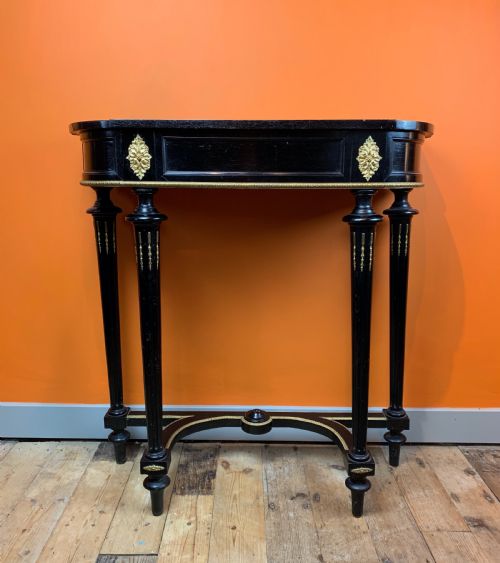 Antique French Ebonised & Gilt Metal Mounted Console Table