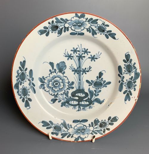 English 18th Century Delft Blue & White Plate