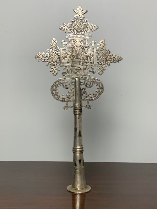 Eithiopian Coptic Silver Plated Cruciform Staff Finial
