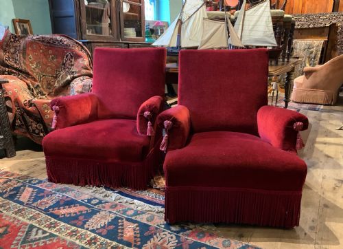 Pair of French Napoleon III Armchairs of Generous Proportions