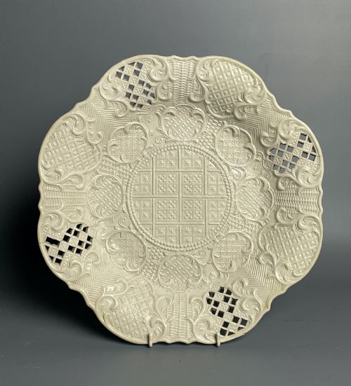 Large Staffordshire Saltglaze Stoneware Reticulated Plate Circa 1760